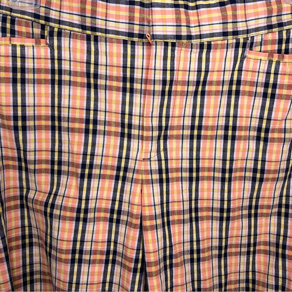 Size 6 Dockers Plaid Shorts Womens Orange Blue  Mid Rise Curvy Cotton Blend - Picture 4 of 10